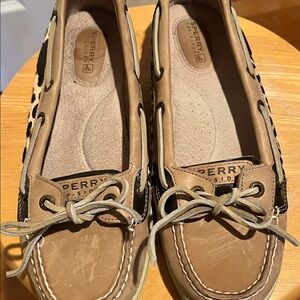 Sperry Women's Brown Loafers with Leopard Accents